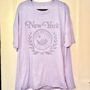 Aerie New York Graphic Boyfriend Tee Dusty Blue XL